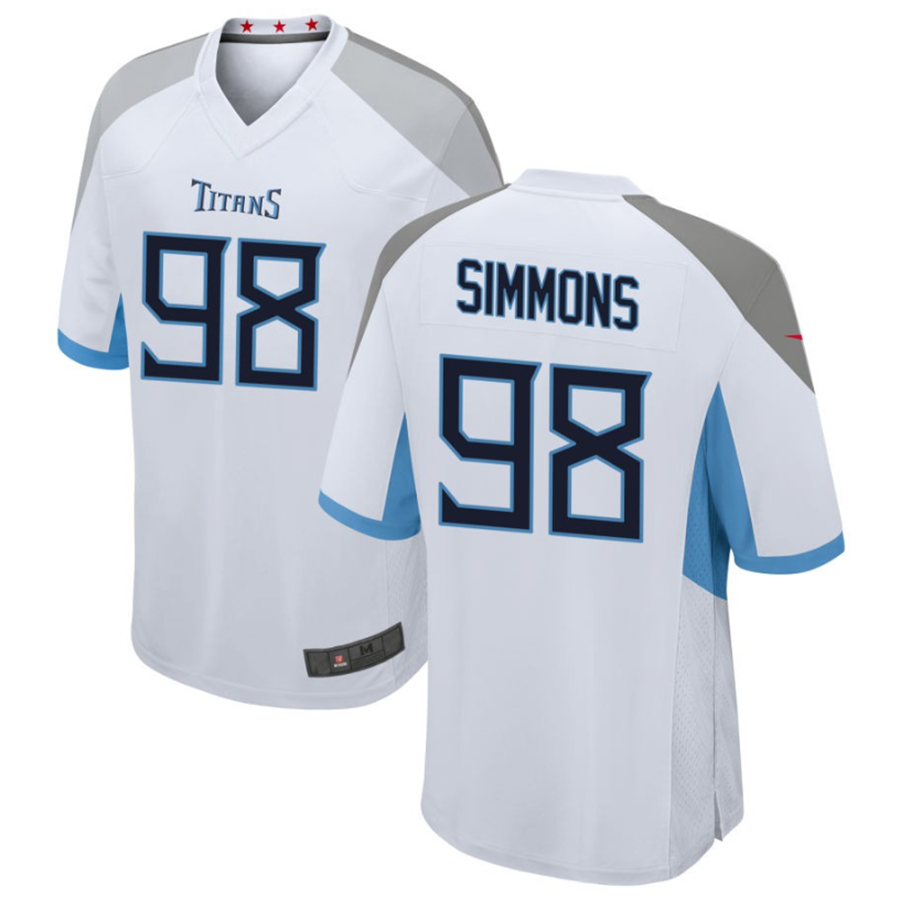 Mdoa T.Titans #98 Jeffery Simmons White Player Game American Stitched Stitched Jerseys