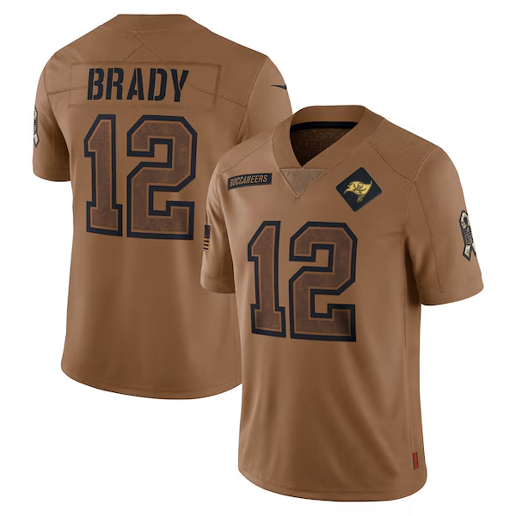 Mdoa TB.Buccaneers #12 Tom Brady Player Brown Salute To Service Limited Stitched Jerseys