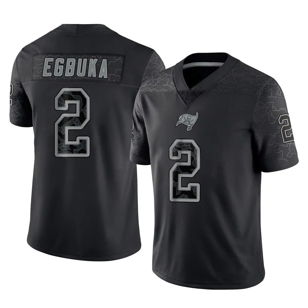 Mdoa TB.Buccaneers #2 Emeka Egbuka Player Black Reflective Limited Home Game Stitched Jerseys