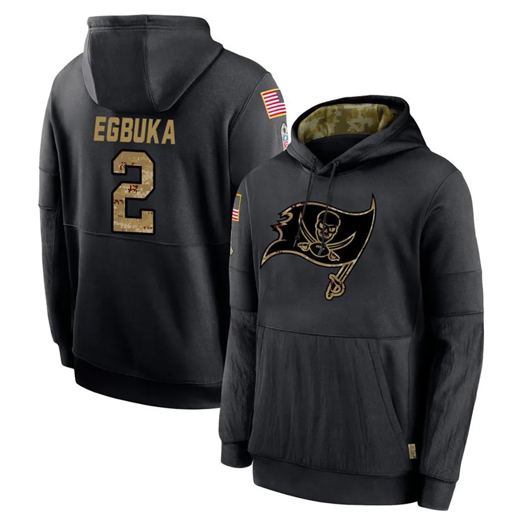 Mdoa TB.Buccaneers #2 Emeka Egbuka Player Black Salute to Service Sideline Performance Pullover Hoodies Home Game Stitched Jerseys