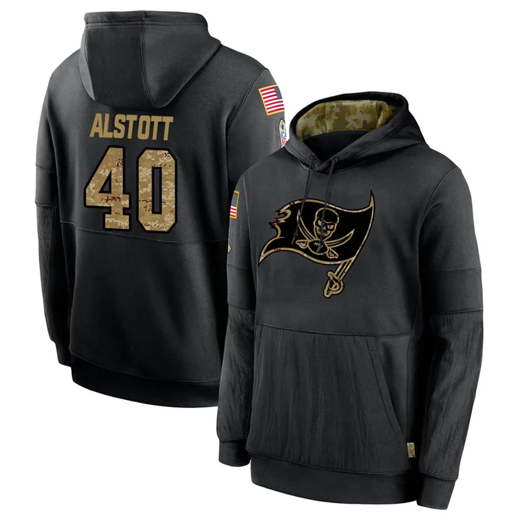 Mdoa TB.Buccaneers #40 Mike Alstott Player Black Salute to Service Hoodies Stitched Jerseys