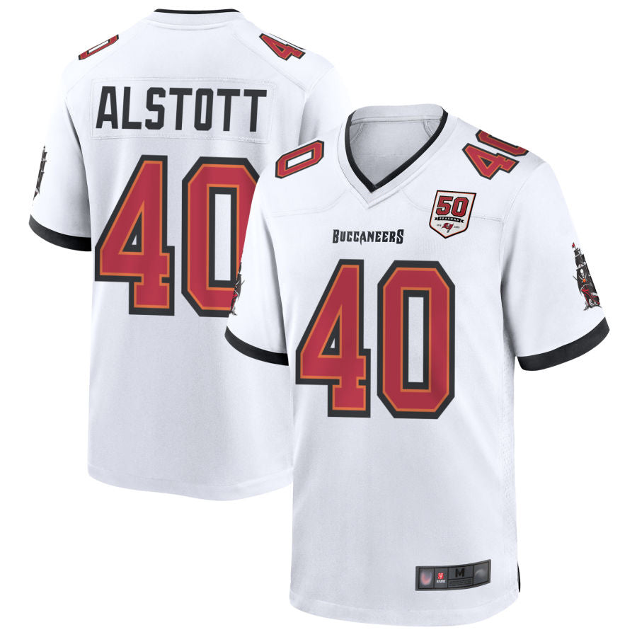 Mdoa TB.Buccaneers #40 Mike Alstott Player White 50th Anniversary Game Stitched Jerseys