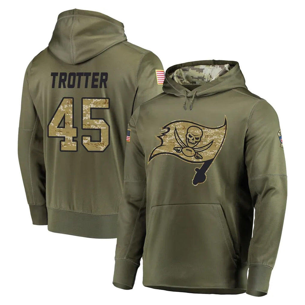 Mdoa TB.Buccaneers #45 Josiah Trotter Player Olive Salute to Service Pullover Hoodie Home Game Stitched Jerseys