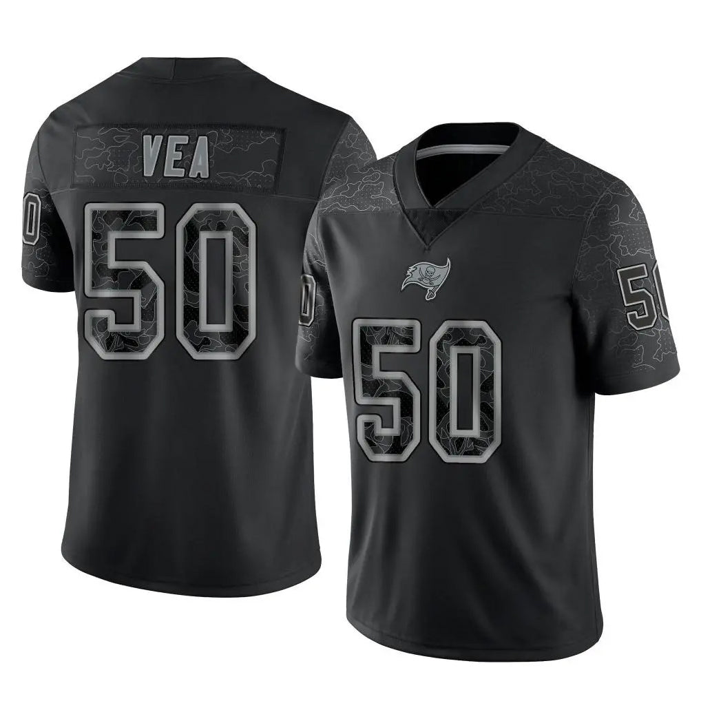 Mdoa TB.Buccaneers #50 Vita Vea Player Black Reflective Limited Home Game Stitched Jerseys