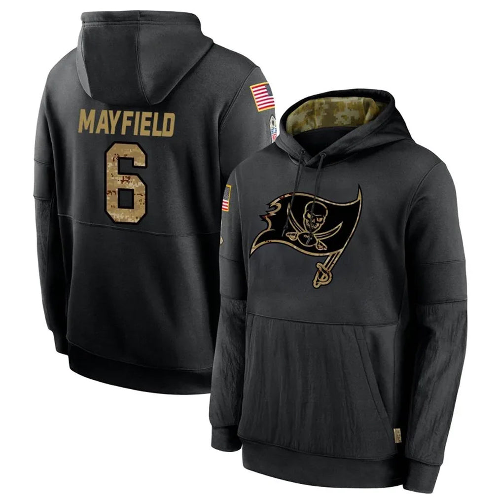 Mdoa TB.Buccaneers #6 Baker Mayfield Player Black Salute to Service Hoodies Stitched Jerseys