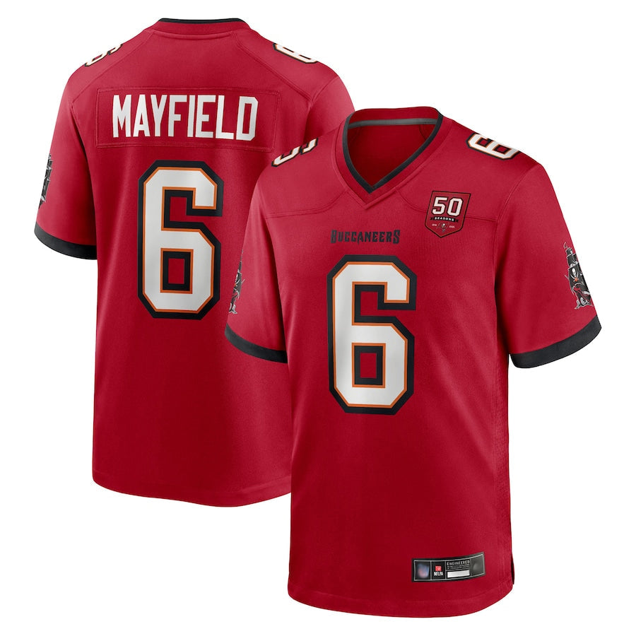 Mdoa TB.Buccaneers #6 Baker Mayfield Player Red 50th Anniversary Game Stitched Jerseys