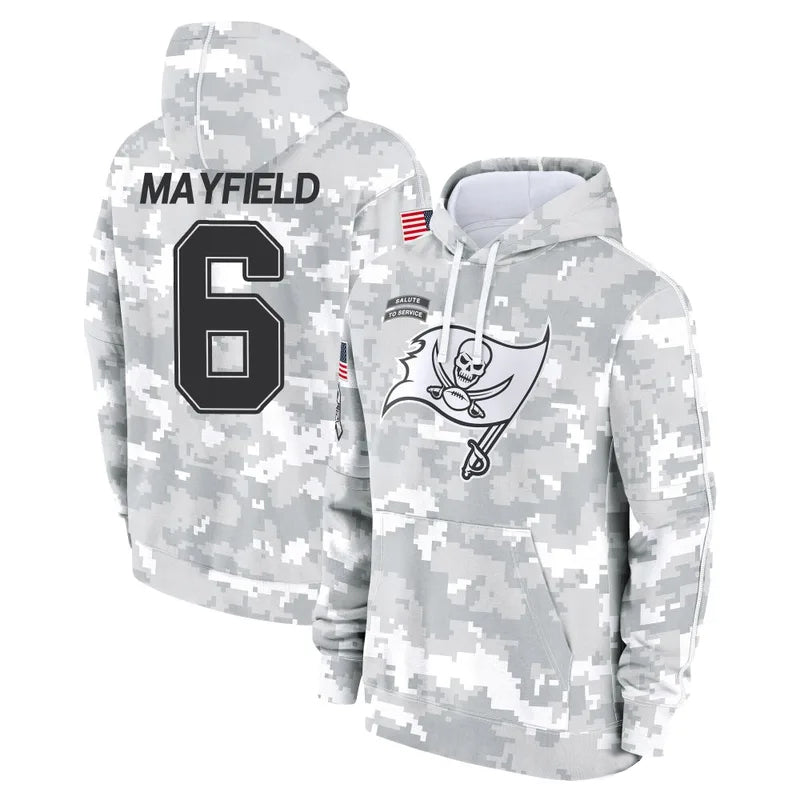 Mdoa TB.Buccaneers #6 Baker Mayfield Player Salute to Service Hoodies & T-Shirts Stitched Jerseys