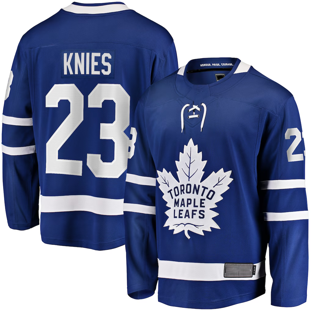Mdoa T.Maple Leafs #23 Matthew Knies Blue Home Premier Breakaway Player Jerseys