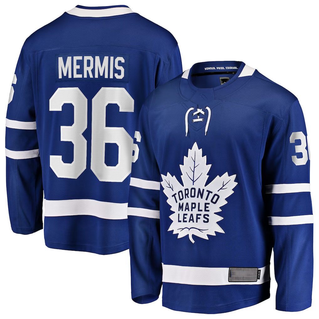 Mdoa T.Maple Leafs #36 Dakota Mermis Blue Home Breakaway Jerseys