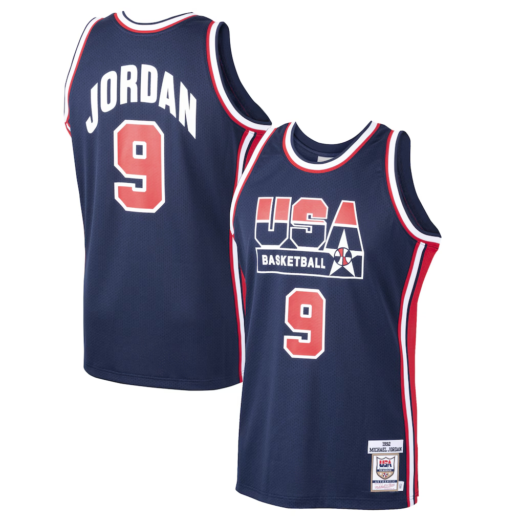 Mdoa USA Basketball #9 Michael Jordan Mitchell & Ness Navy Home 1992 Dream Team Authentic Jerseys