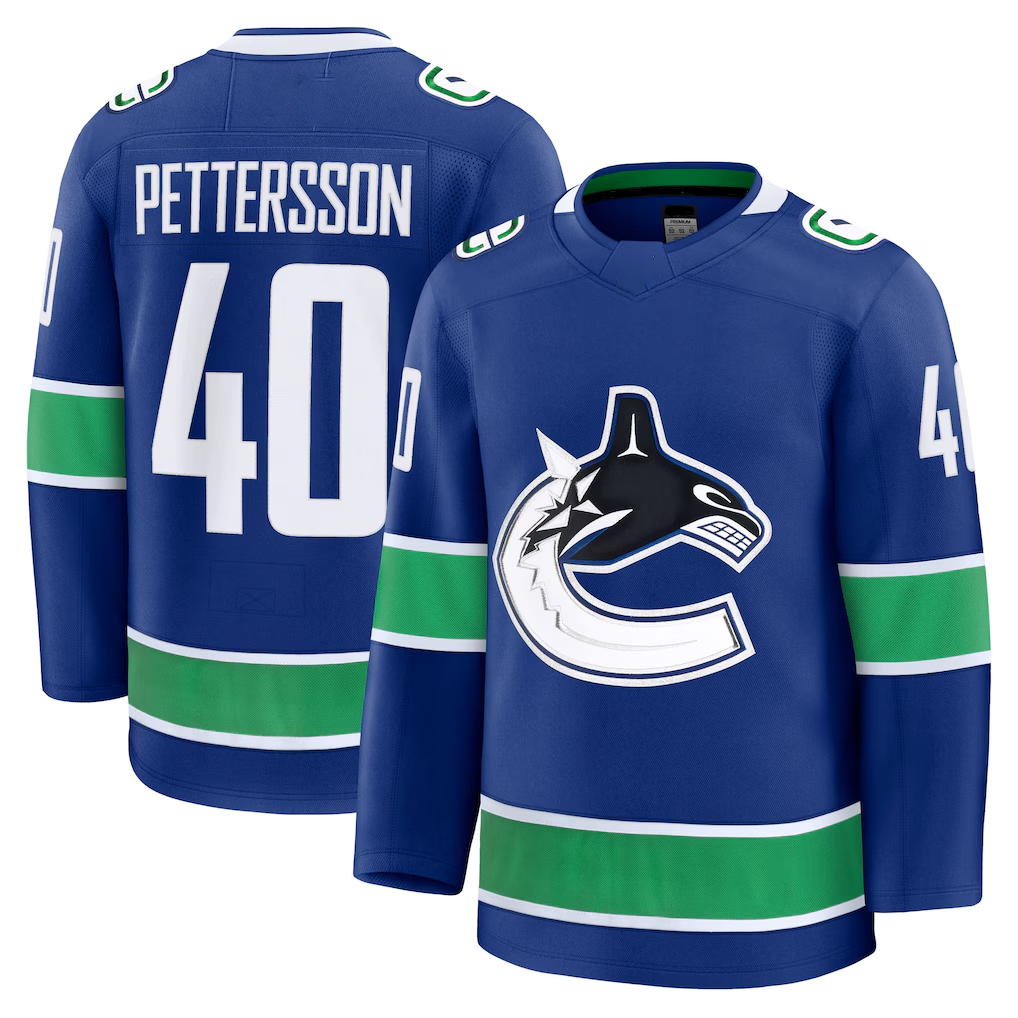 Mdoa V.Canucks #40 Elias Pettersson Blue Home Premium Jerseys