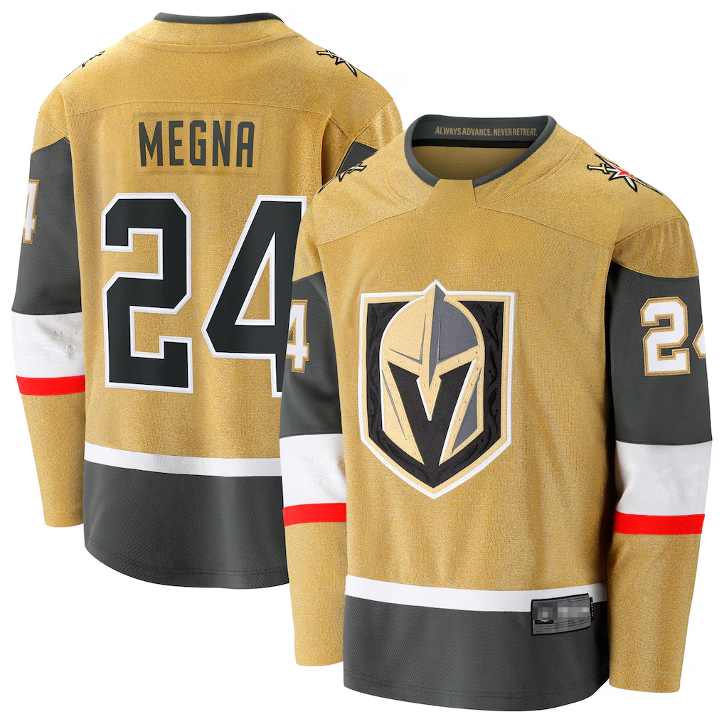 Mdoa V.Golden Knights #24 Jaycob Megna Gold Home Breakaway Jerseys