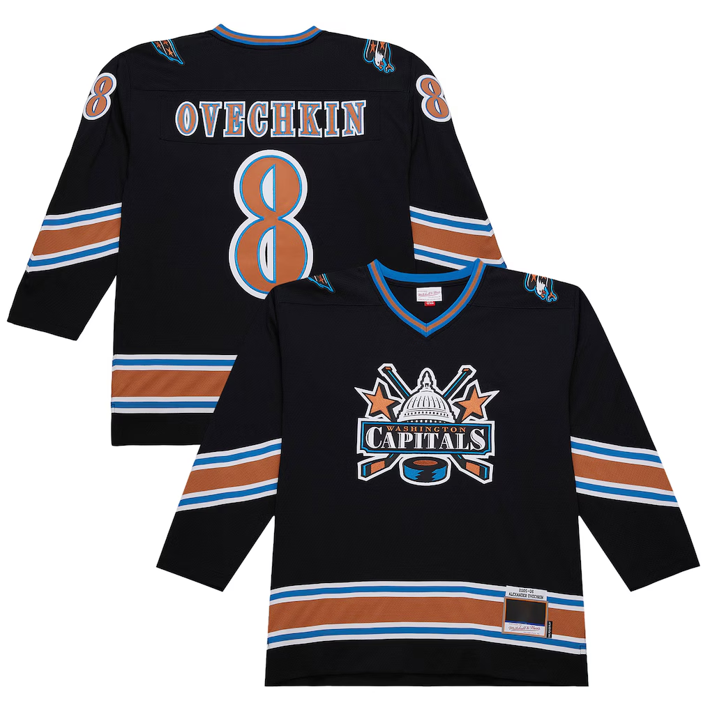 Mdoa W.Capitals #8 Alexander Ovechkin Mitchell & Ness Black 2005-06 Power Play Jerseys