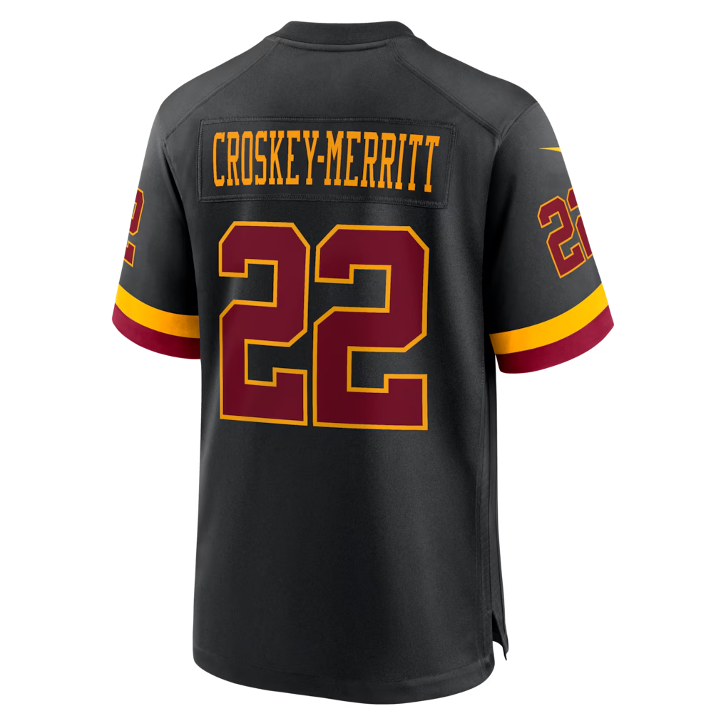 Mdoa W.Commanders #22 Jacory Croskey-Merritt Black Hail Raiser Alternate Game Stitched Jerseys