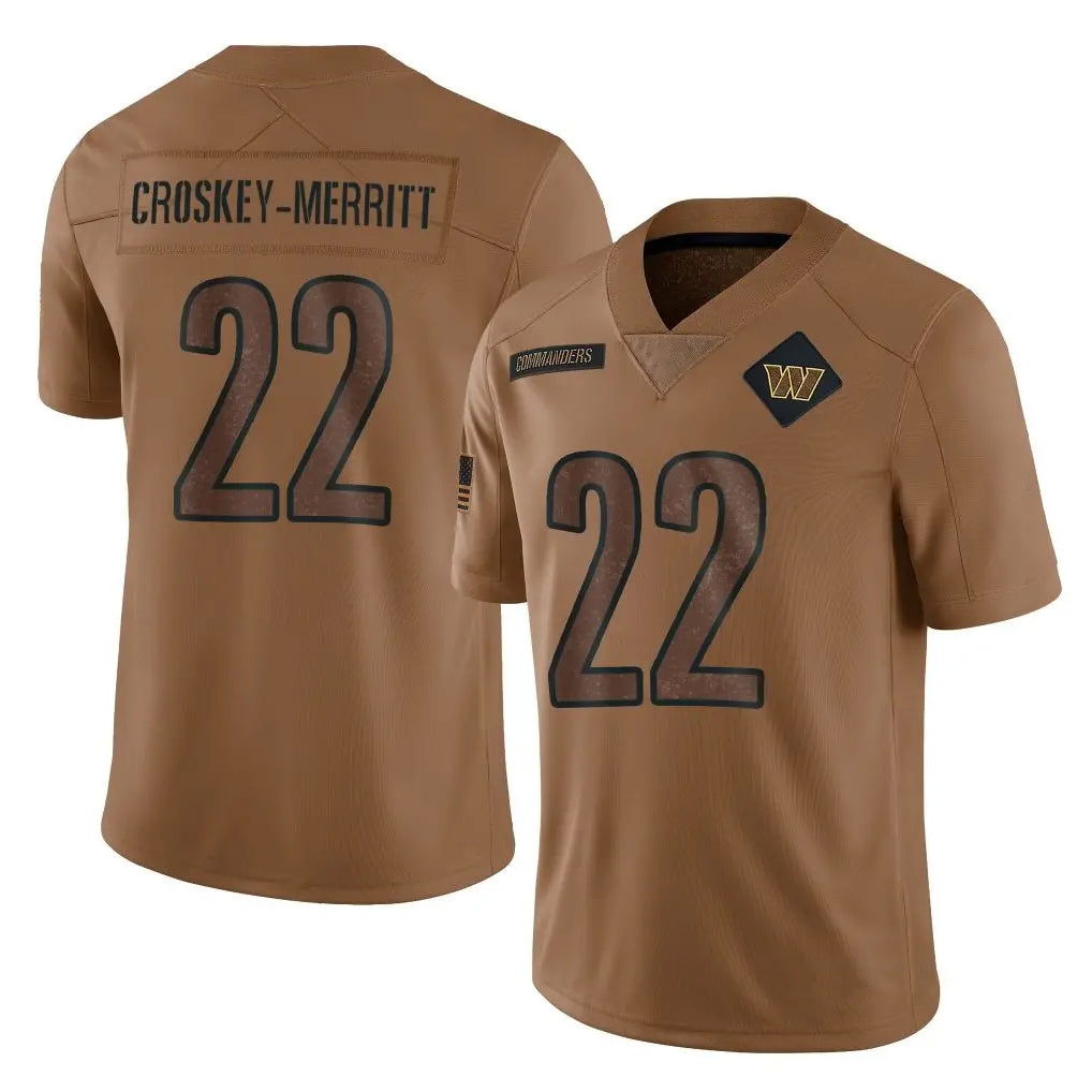 Mdoa W.Commanders #22 Jacory Croskey-Merritt Player Brown Salute To Service Limited Stitched Jerseys