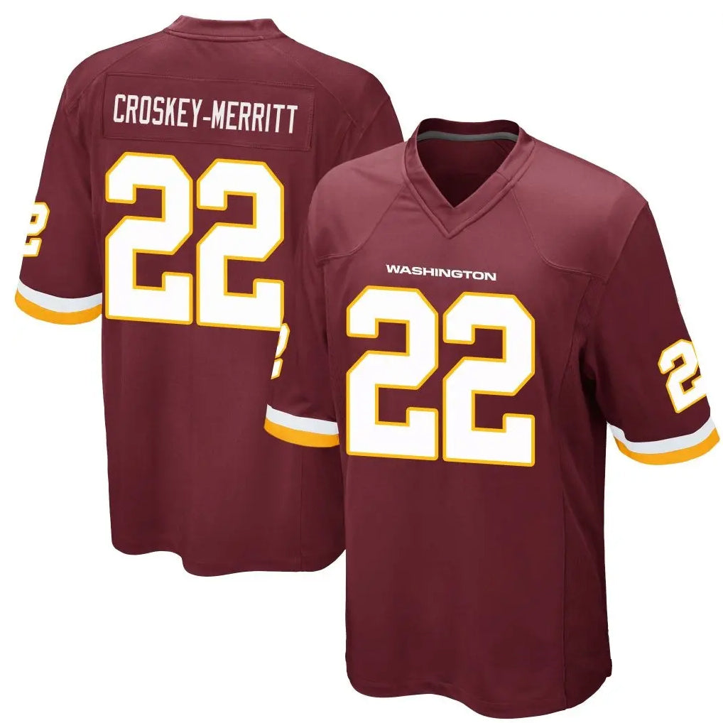 Mdoa W.Commanders #22 Jacory Croskey-Merritt Player Burgundy Game Stitched Jerseys
