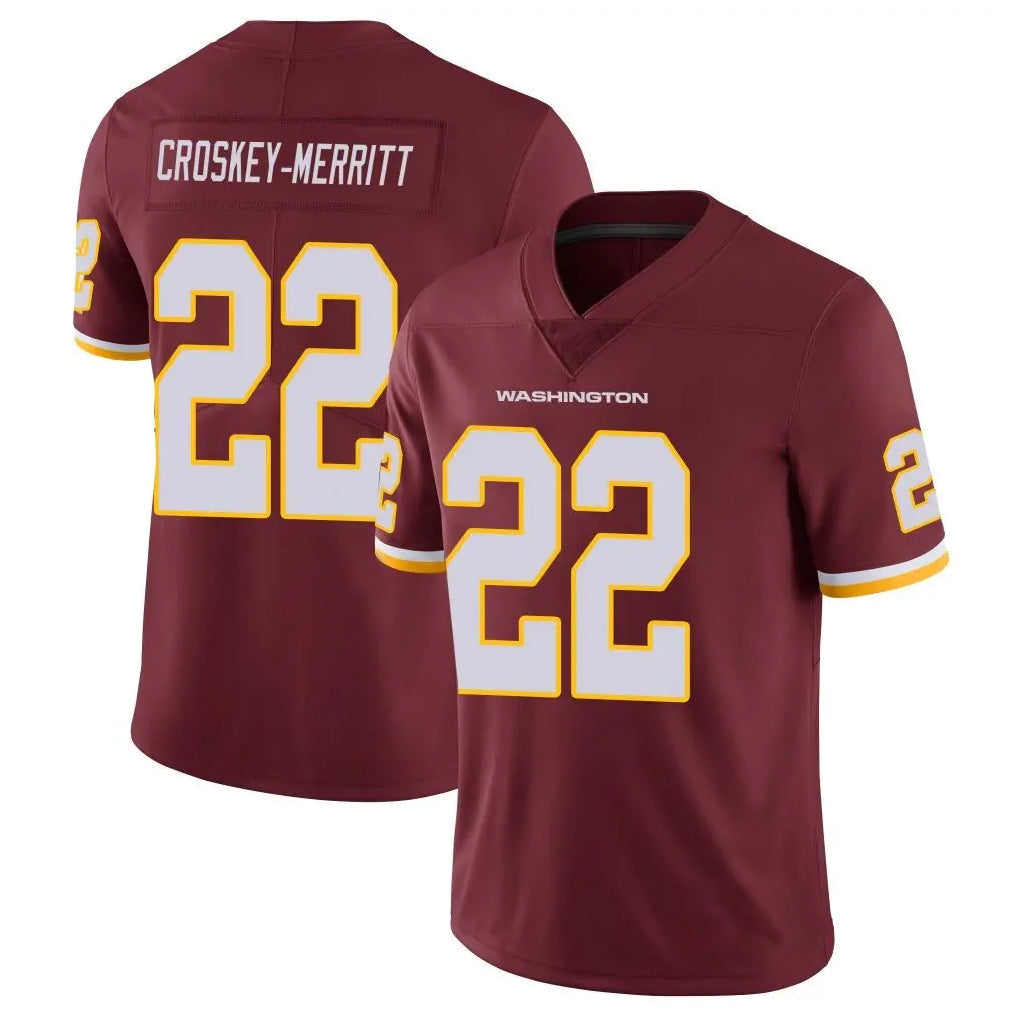 Mdoa W.Commanders #22 Jacory Croskey-Merritt Player Burgundy Vapor Limited Stitched Jerseys