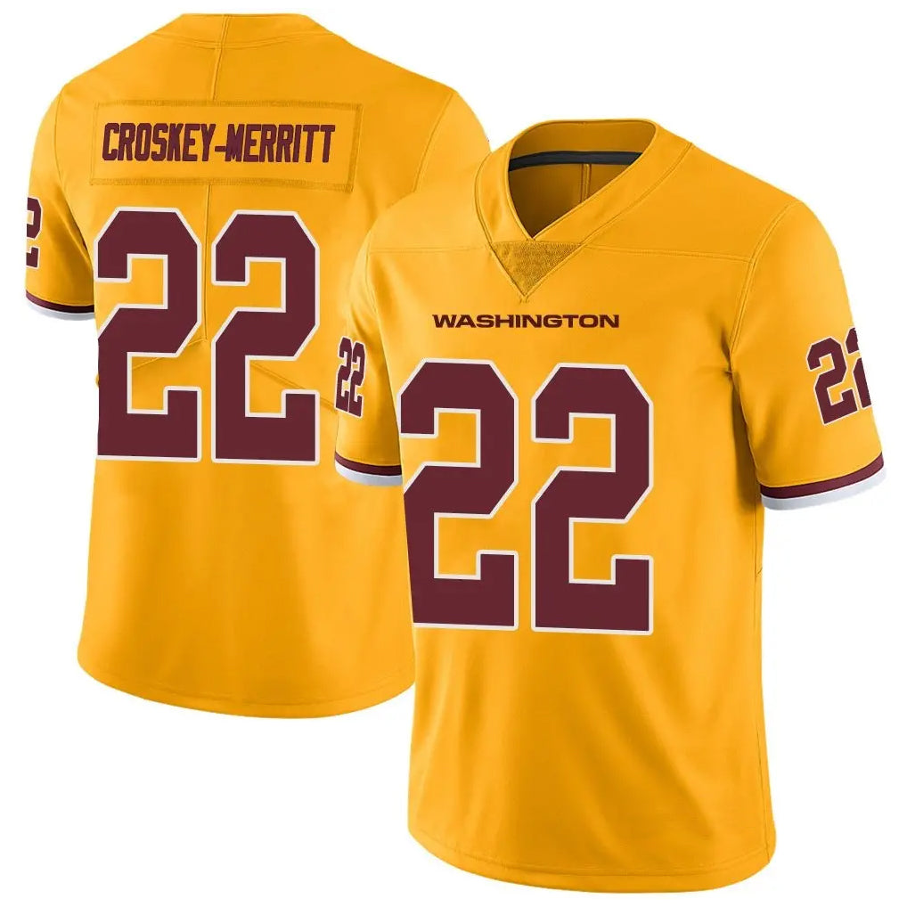 Mdoa W.Commanders #22 Jacory Croskey-Merritt Player Gold Vapor Limited Stitched Jerseys