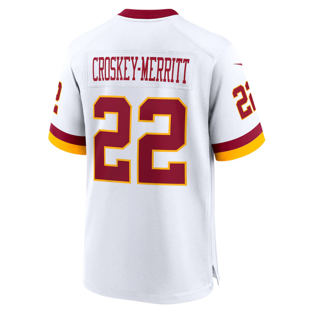 Mdoa W.Commanders #22 Jacory Croskey-Merritt Player White Home Game Stitched Jerseys