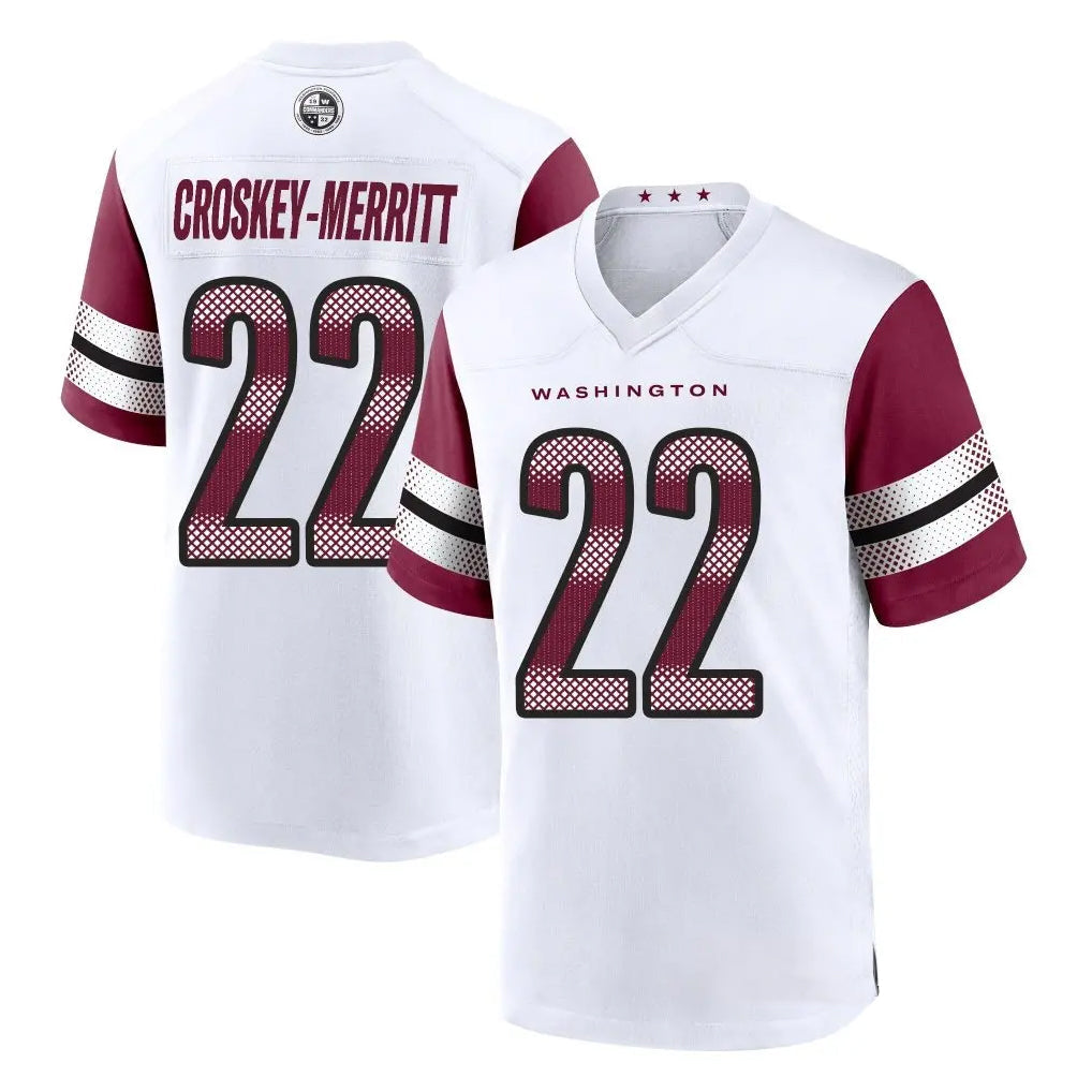 Mdoa W.Commanders #22 Jacory Croskey-Merritt Player White Limited Home Game Stitched Jerseys