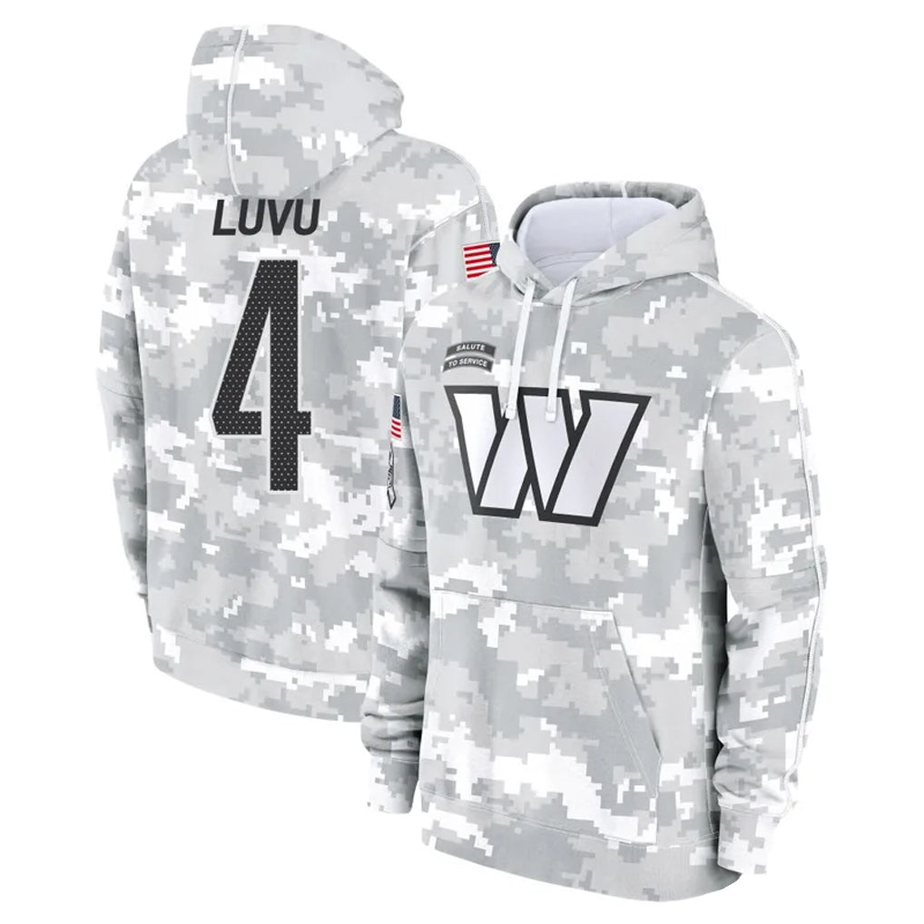 Mdoa W.Commanders #4 Frankie Luvu Player Arctic Camo Salute to Service Hoodies Stitched Jerseys