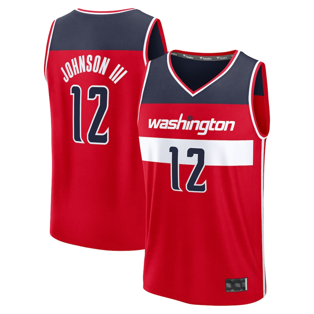 Mdoa W.Wizards #12 Tre Johnson III Red 2025  Draft First Round Pick Fast Break Replica Jerseys - Icon Edition