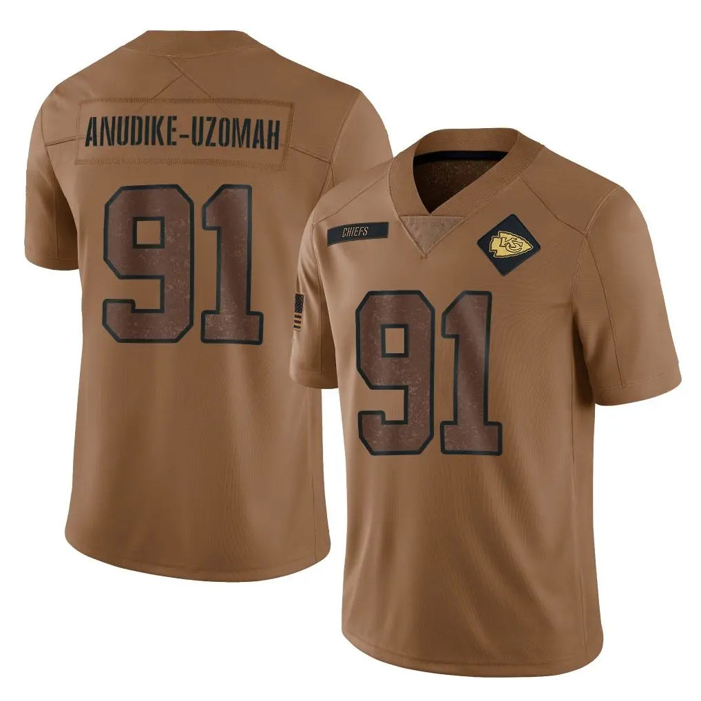 KC.Chiefs #91 Felix Anudike-Uzomah Player Brown Salute To Service Limited Stitched Jerseys