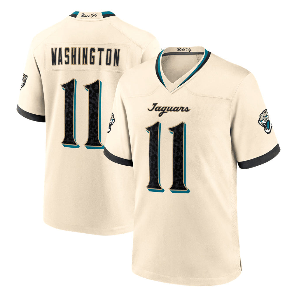 J.Jaguars #11 Parker Washington Player Natural 2026 Rivalries Collection Game Mdoa Stitched Jerseys