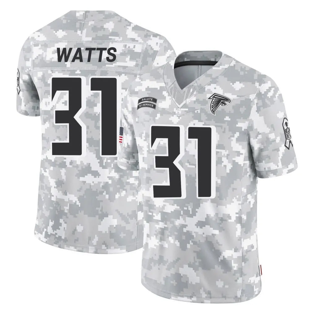 A.Falcons #31 Xavier Watts Player Camo Salute to Service Limited Mdoa Stitched Jerseys