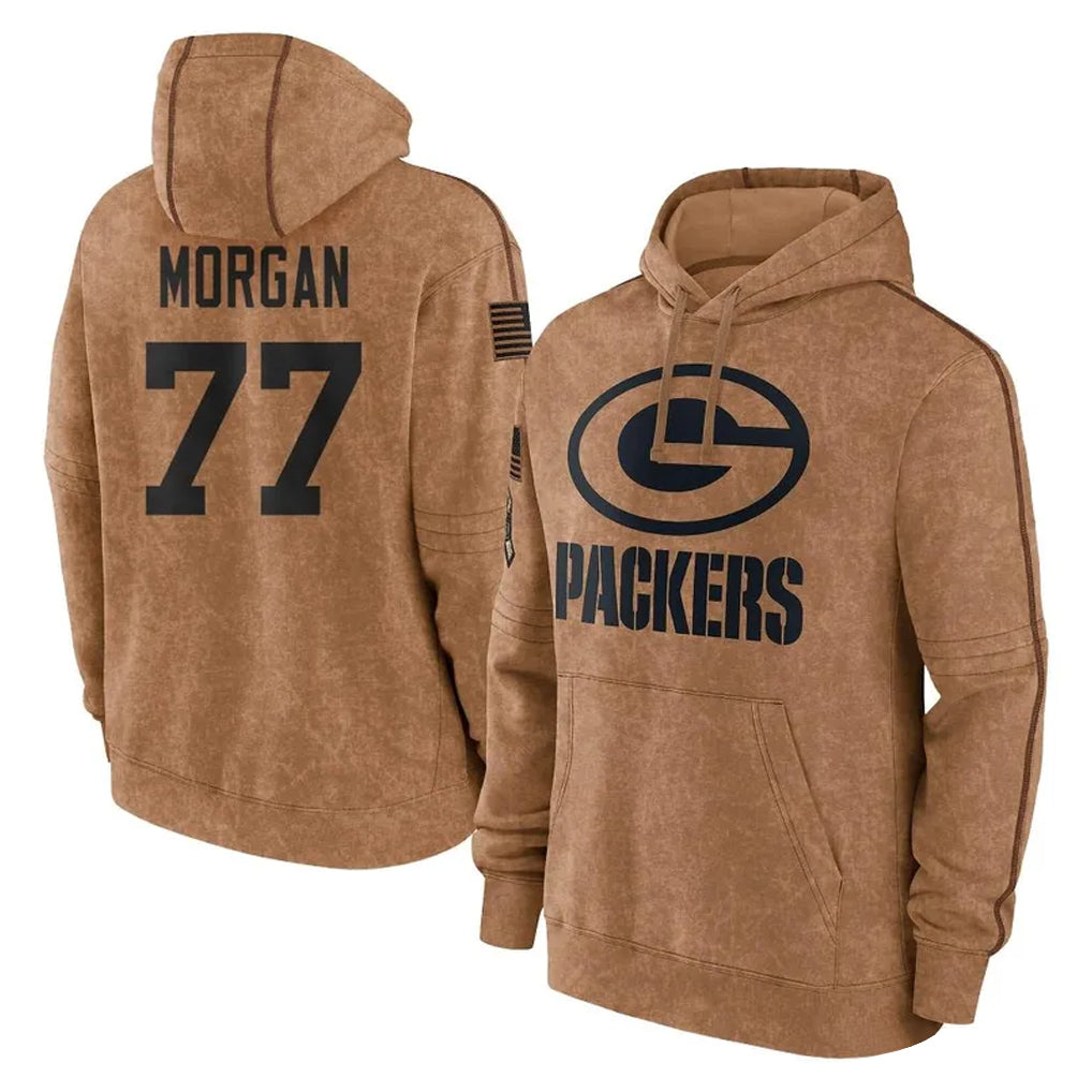 GB.Packers #77 Jordan Morgan Player Brown Salute to Service Hoodies Limited Game Mdoa Stitched Jerseys