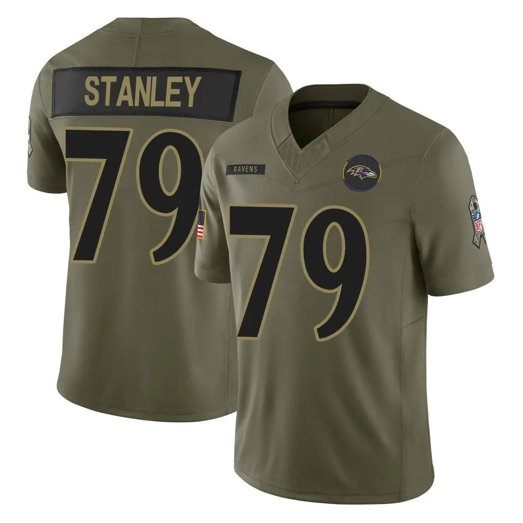 B.Ravens #79 Ronnie Stanley Player Olive Salute To Service Limited Home Game Mdoa Stitched Jerseys