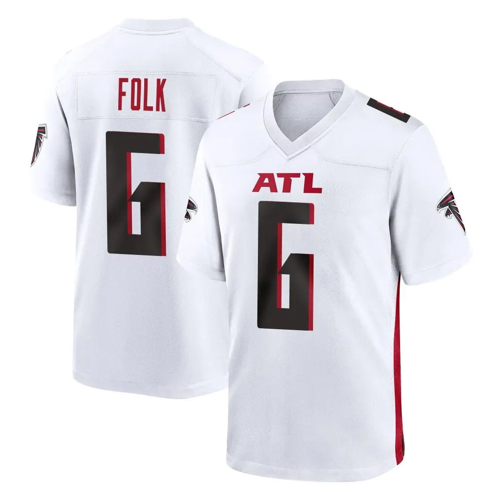 A.Falcons #6 Nick Folk Player White Home Game Mdoa Stitched Jerseys