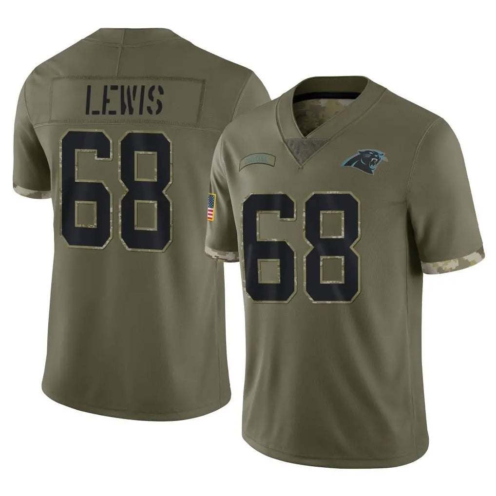 C.Panthers #68 Damien Lewis Player Olive Salute to Service Game Mdoa Stitched Jerseys