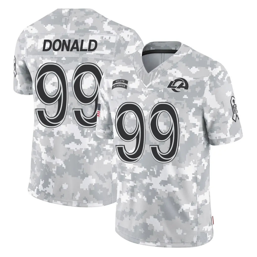 LA.Rams #99 Aaron Donald Player Arctic Camo Salute To Service Limited Game Mdoa Stitched Jerseys