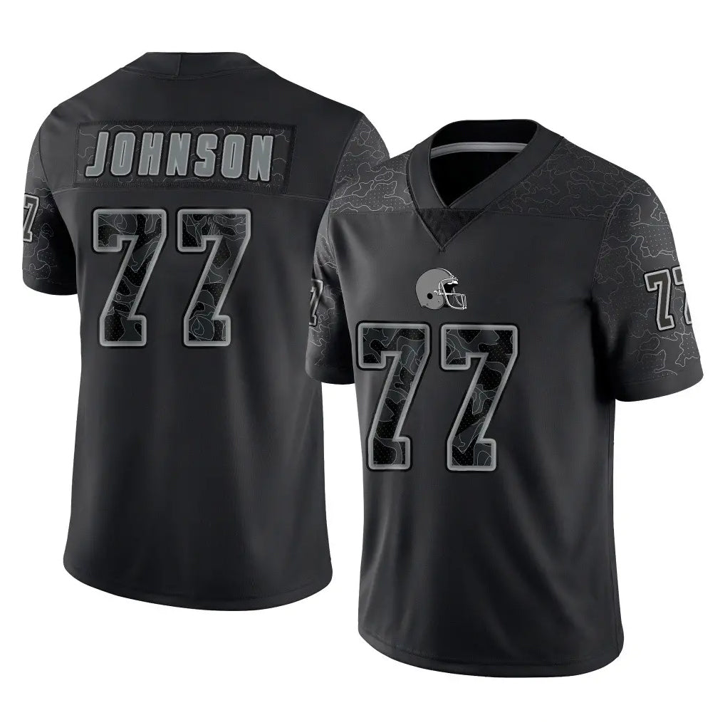 C.Browns #77 Zion Johnson Player Black Reflective Home Game Mdoa Stitched Jerseys