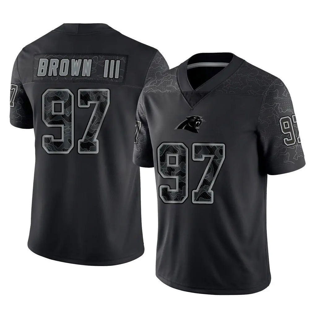 C.Panthers #97 Bobby Brown III Player Black Limited Reflective Game Mdoa Stitched Jerseys