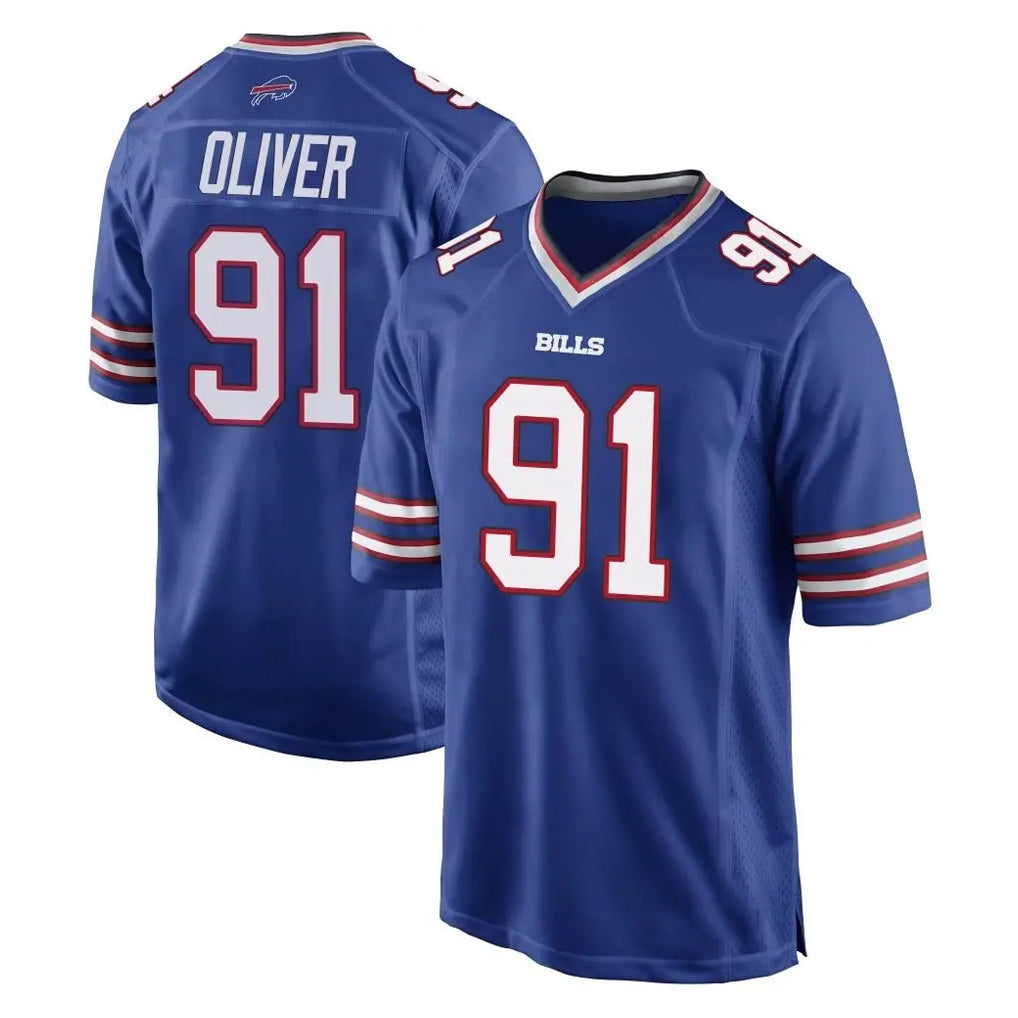 B.Bills #91 Ed Oliver Player Royal Home Game Mdoa Stitched Jerseys