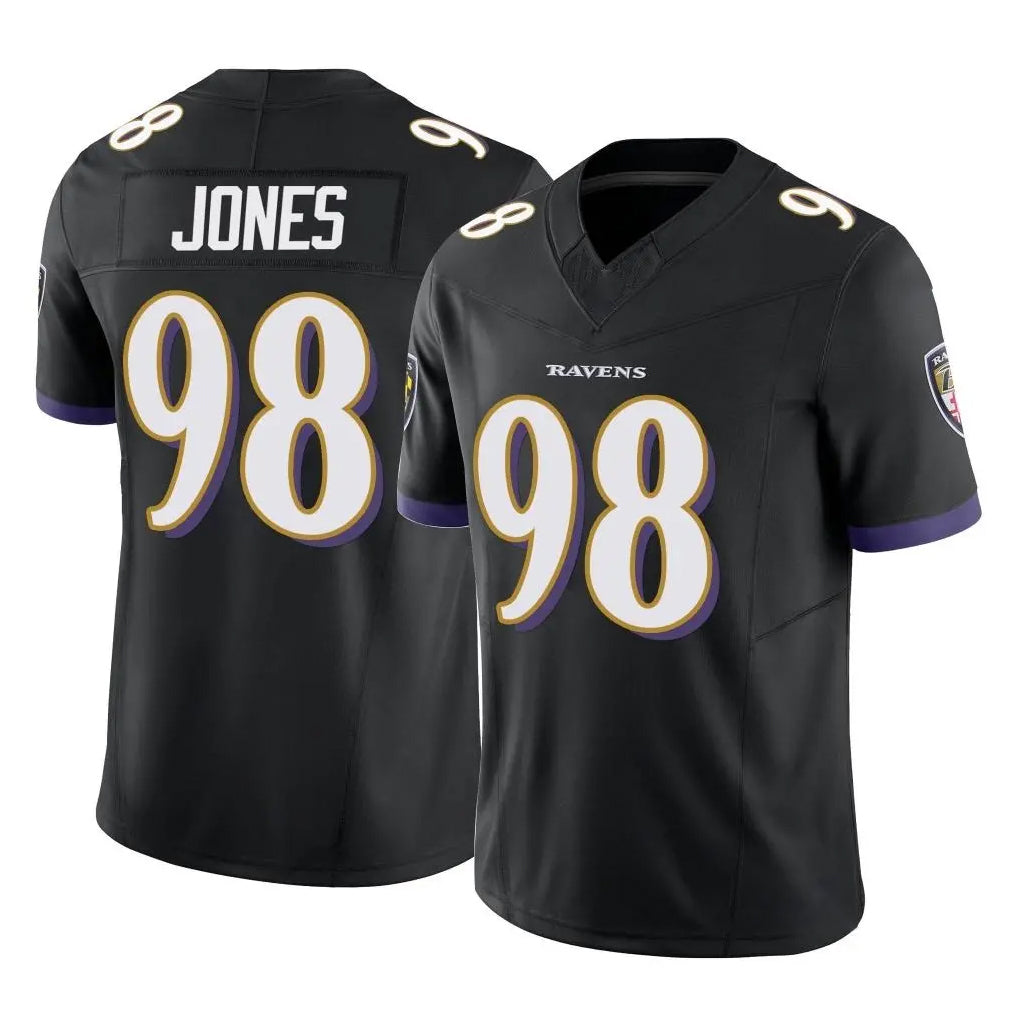 B.Ravens #98 Travis Jones Player Black Vapor F.U.S.E. Limited Mdoa Stitched Jerseys