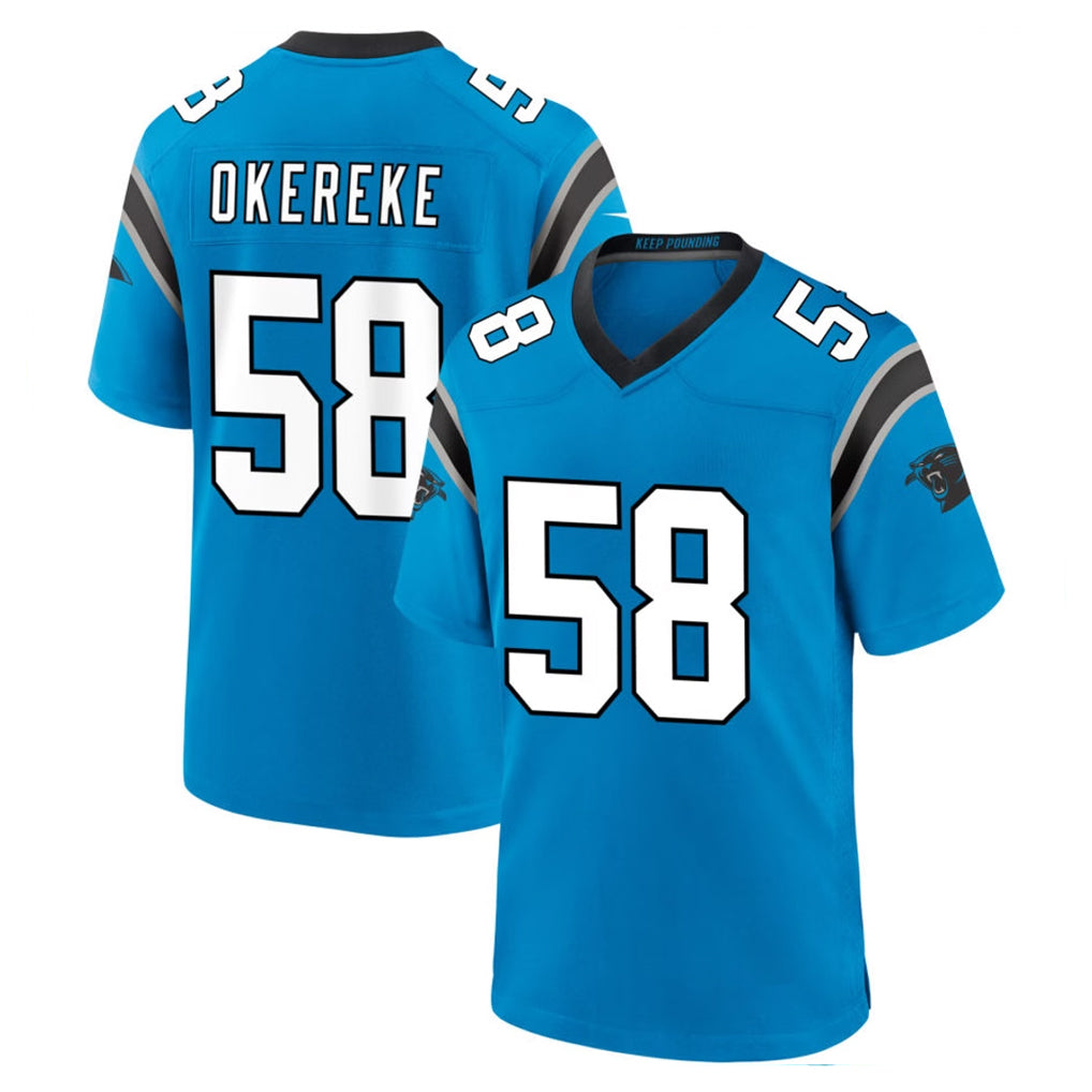 C.Panthers #58 Bobby Okereke Player Blue Home Game Mdoa Stitched Jerseys