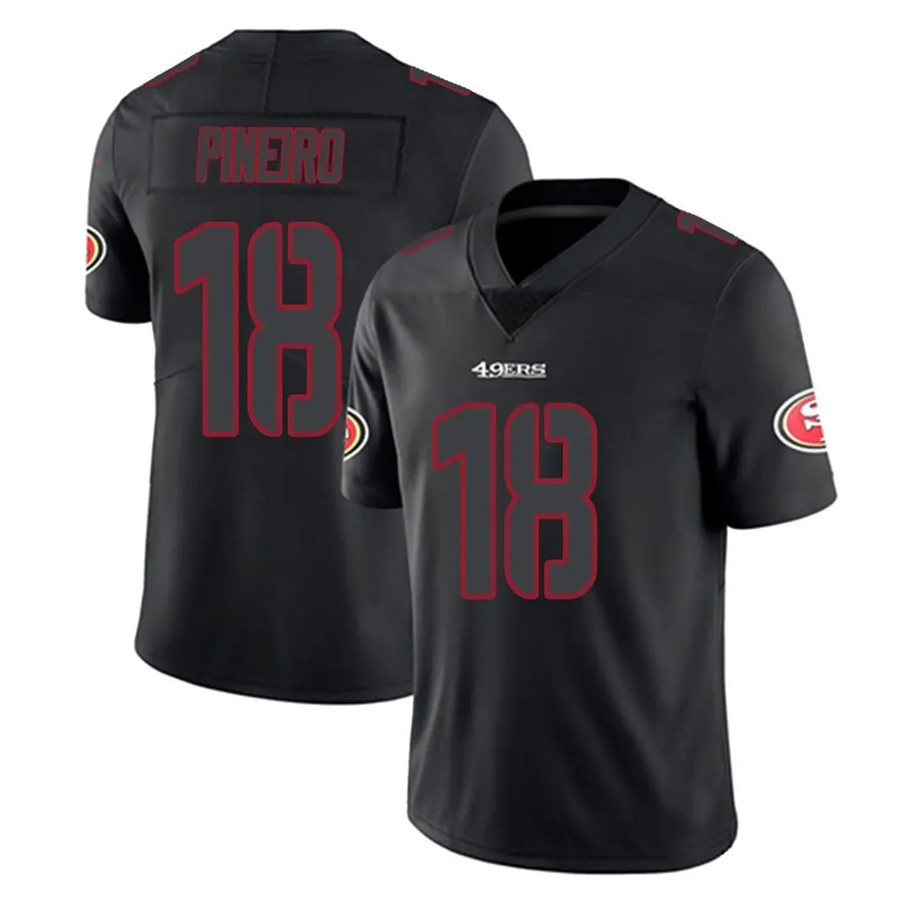 SF.49ers #18 Eddy Pineiro Player Black Impact Limited Home Game Mdoa Stitched Jerseys