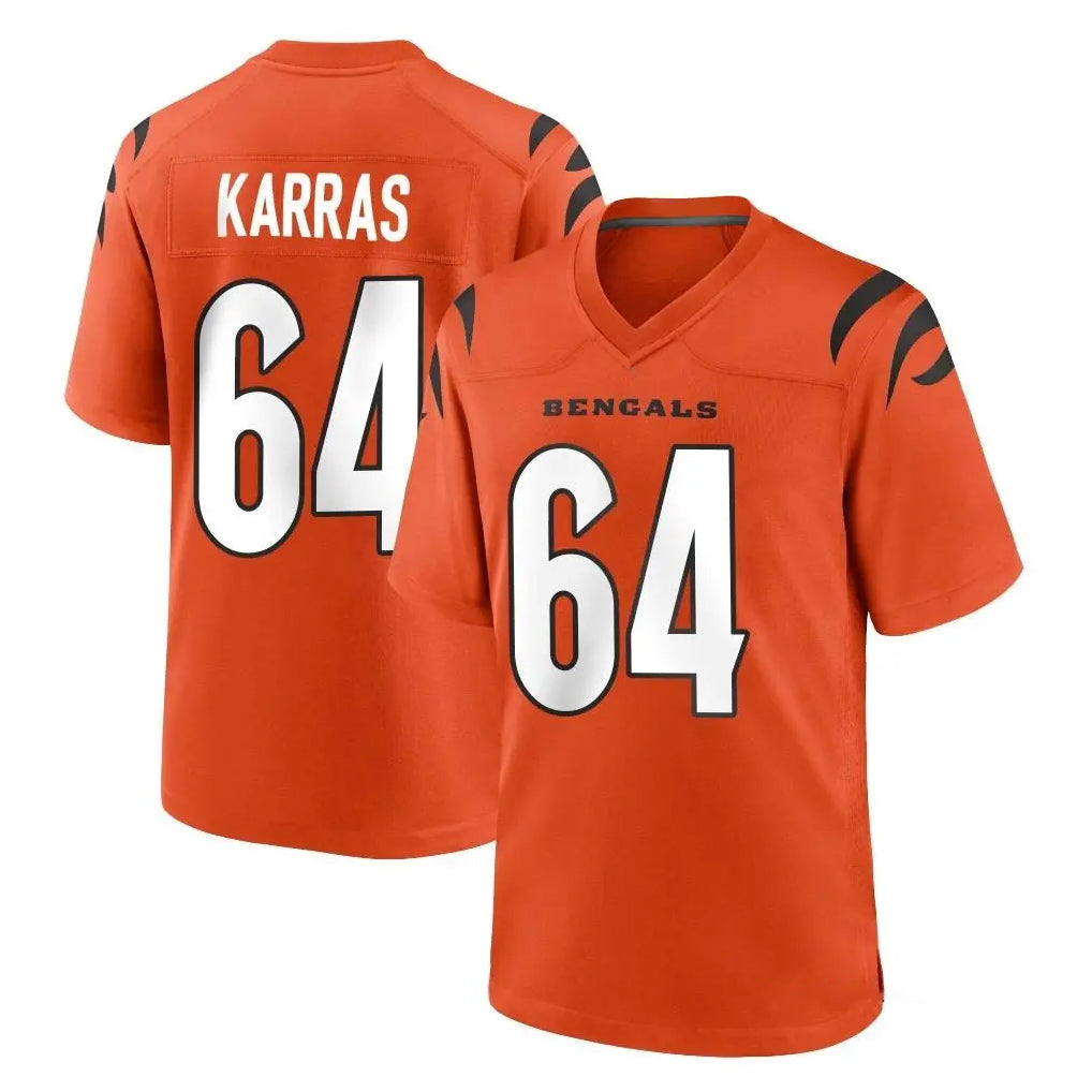 C.Bengals #64 Ted Karras Player Orange Home Game Mdoa Stitched Jerseys