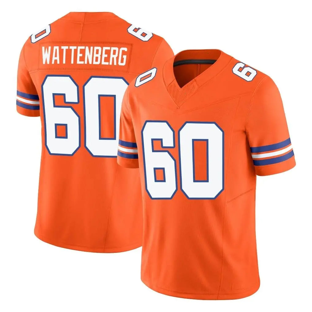 D.Broncos #60 Luke Wattenberg Player Orange Limited Alternate Vapor F.U.S.E. Throwback Game Mdoa Stitched Jerseys