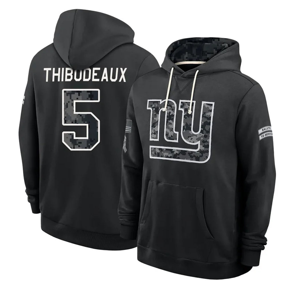 NY.Giants #5 Kayvon Thibodeaux Player 2026 Black Logo Pullover Hoodies Limited Game Mdoa Stitched Jerseys