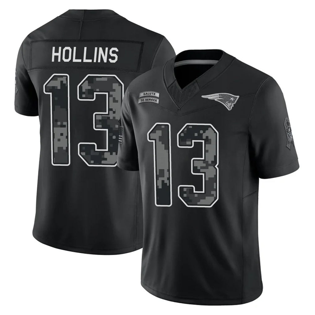 NE.Patriots #13 Mack Hollins Player Black Limited 2026 Salute to Service Home Game Mdoa Stitched Jerseys