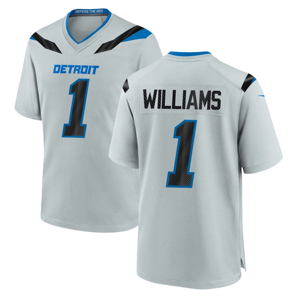 D.Lions #1 Jameson Williams Player Silver 2026 Rivalries Collection Home Game Mdoa Stitched Jerseys