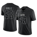 S.Seahawks #58 Derick Hall Player Black Limited Reflective Home Game Mdoa Stitched Jerseys