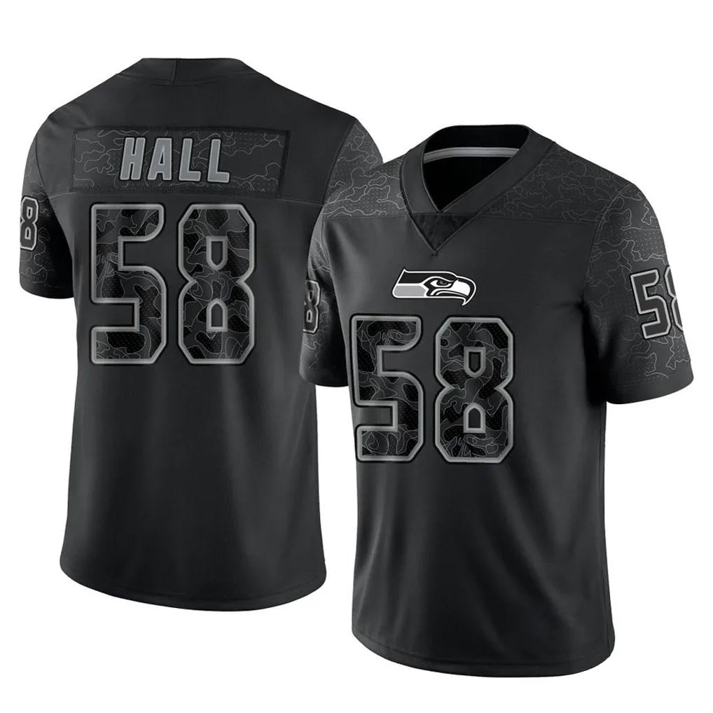 S.Seahawks #58 Derick Hall Player Black Limited Reflective Home Game Mdoa Stitched Jerseys