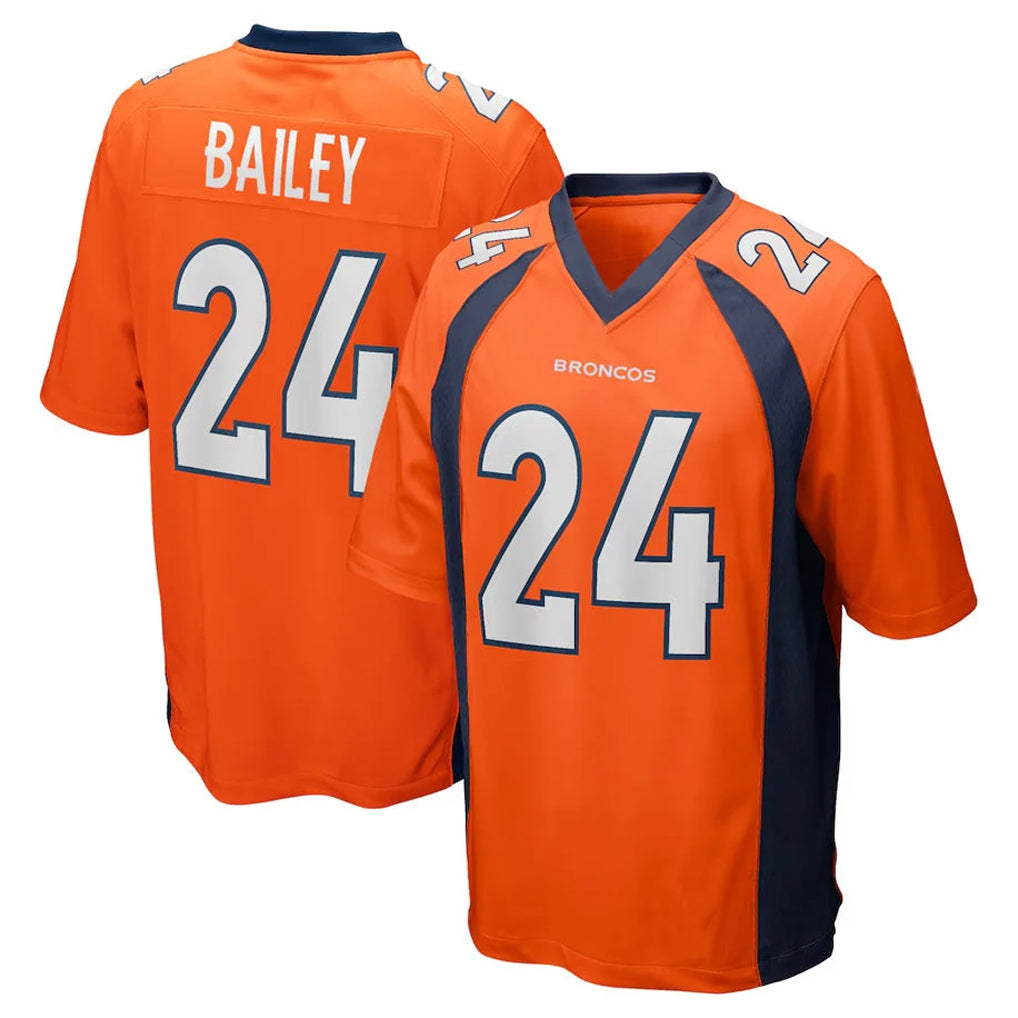 D.Broncos #24 Champ Bailey Player Orange Color Home Game Mdoa Stitched Jerseys