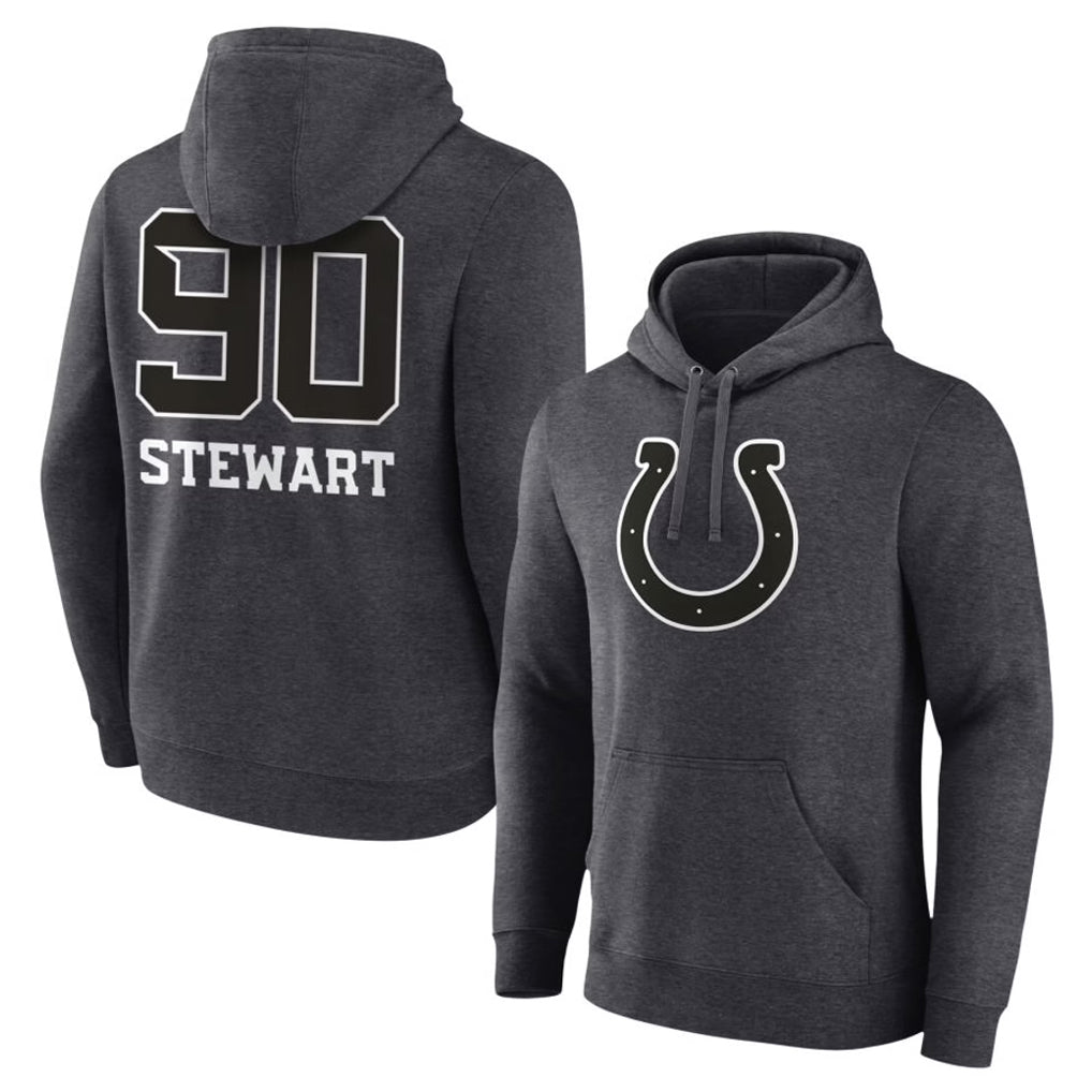 IN.Colts #90 Grover Stewart Player Charcoal Pullover Hoodies Limited Game Mdoa Stitched Jerseys