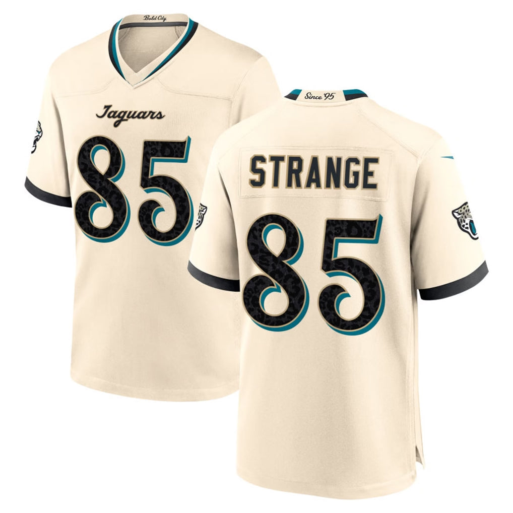 J.Jaguars #85 Brenton Strange Player Natural 2026 Rivalries Collection Game Mdoa Stitched Jerseys